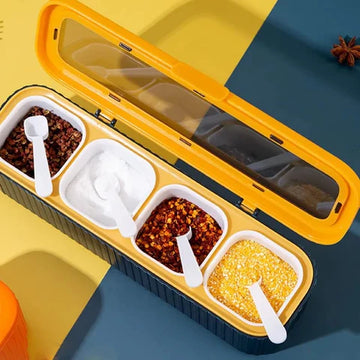 Multifunctional 4 Grids Spice Jar Seasoning Box