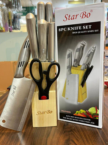 8 pc stainless steel Starbo knife set with chopper