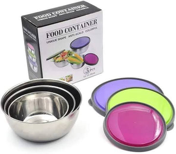 Stainless Steel Colourful 3pcs Bowl Set (Box Packing) Premium Quality