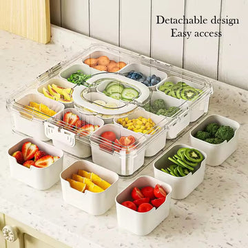Premium 12-Grid Fresh Storage Box with Lid -Multipurpose Food Organizer