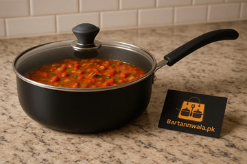 Midnight Luxe Non-Stick Deep Frying Pan with Glass Lid