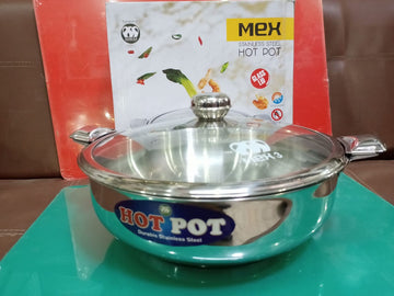 Durable Stainless Steel Insulated Hotpot with Glass + Locking Lid