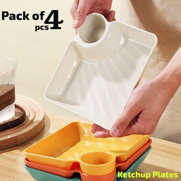 Multipurpose Snacks french fries/Dumping plate with Sauce Compartment