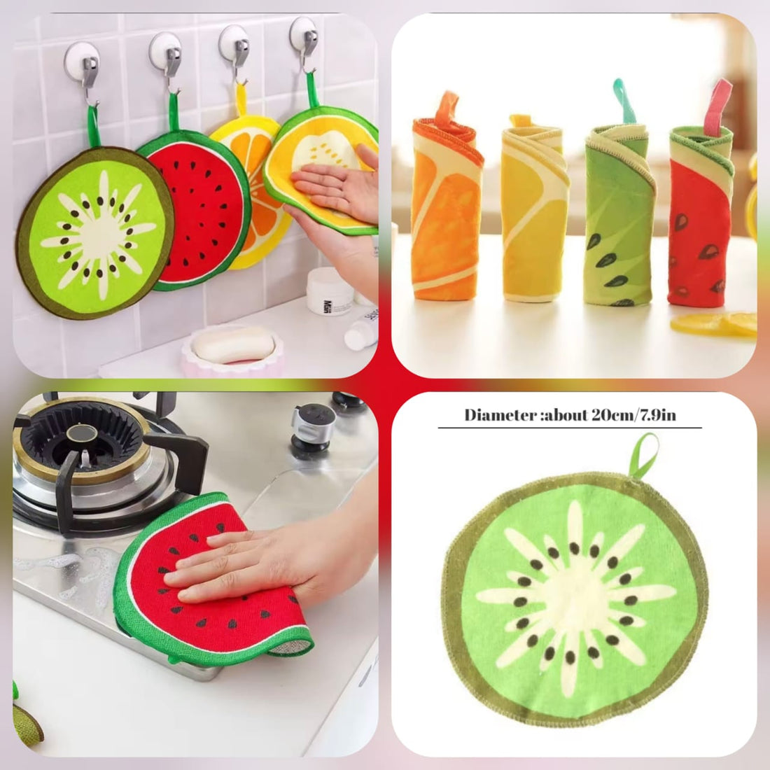 4pcs Fruit Kitchen Cleaning Towels (All prints in 1 Pack)