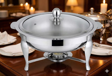 Alpha Stainless Steel Buffet dish with Burner and glass lid