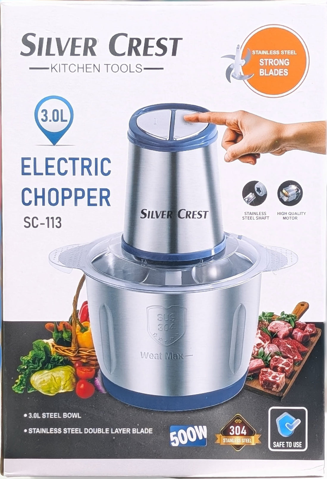 Silver Crest Electric Stainless Steel Meat Chopper