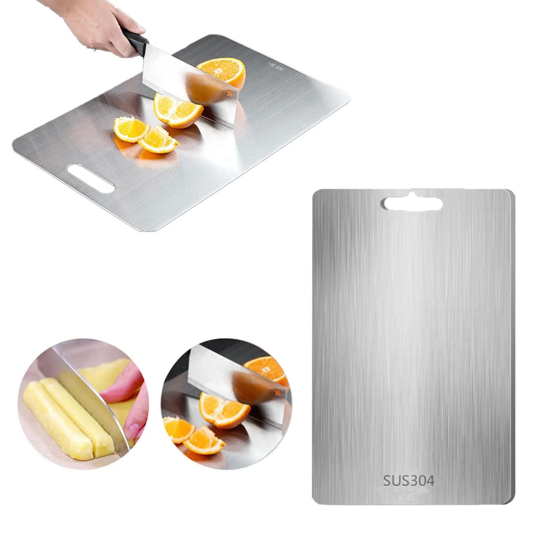 Stainless Steel Double-Sided Cutting Board For Kitchen  Chopping & Kneading Dough Board