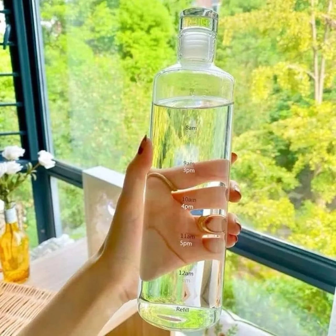 Clear Water Bottle with Time Marker