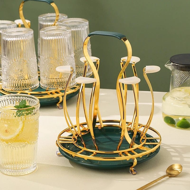 Luxury golden Round Glass Stand