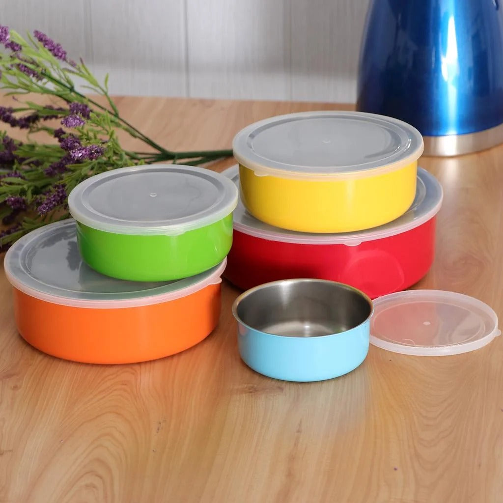 5Pcs Stainless Steel Metal Mixing Bowl Set with Lids