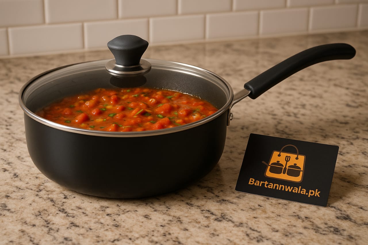 Midnight Luxe Non-Stick Deep Frying Pan with Glass Lid