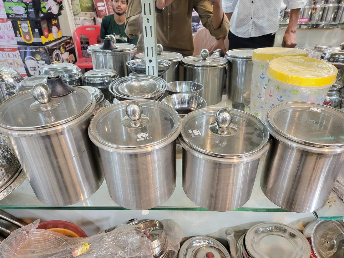 Stainless Steel Air-Tight Storage Jars with Glass Lids - 3 Piece Set