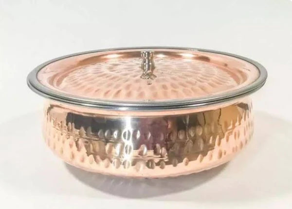 Premium Hammered Copper Karahi with Lid