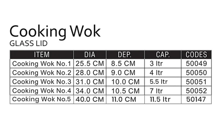 Sonex Cooking Wok- Glass Lid