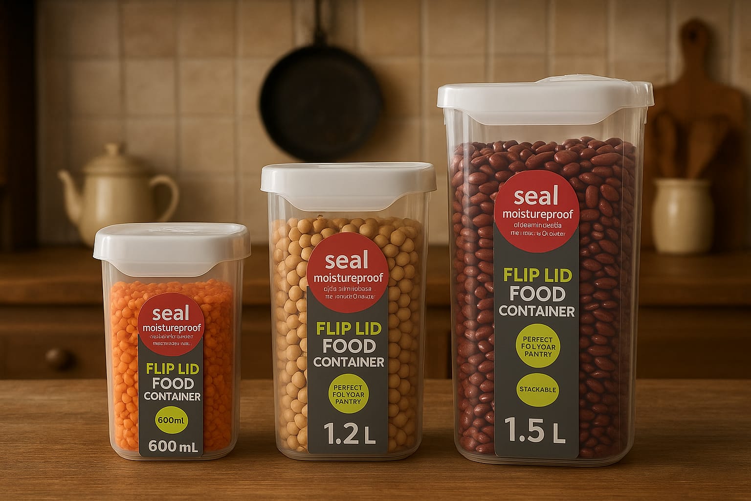 Airtight Flip Lid Food Storage Container 3 PC Set