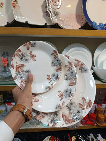 Premium Heavyweight 18-Piece Double Glazed Melamine Plate Set (6 small, 6 medium and 6 large))