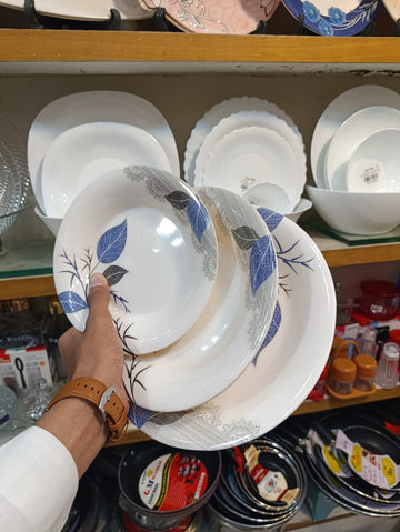 Premium Heavyweight 18-Piece Double Glaze Melamine Plate Set (6 small, 6 medium and 6 large)