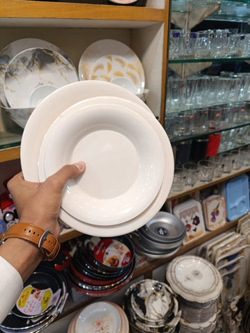 Simple 18Pcs Plain White Plate Set (6 small, 6 medium and 6 large)