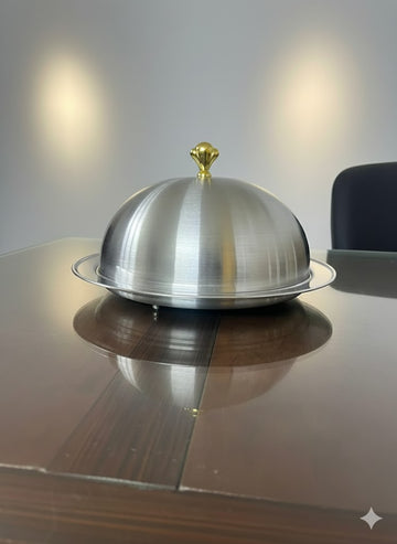 Plain Stainless Steel Dome Serving Platter / BBQ Platter with Lid