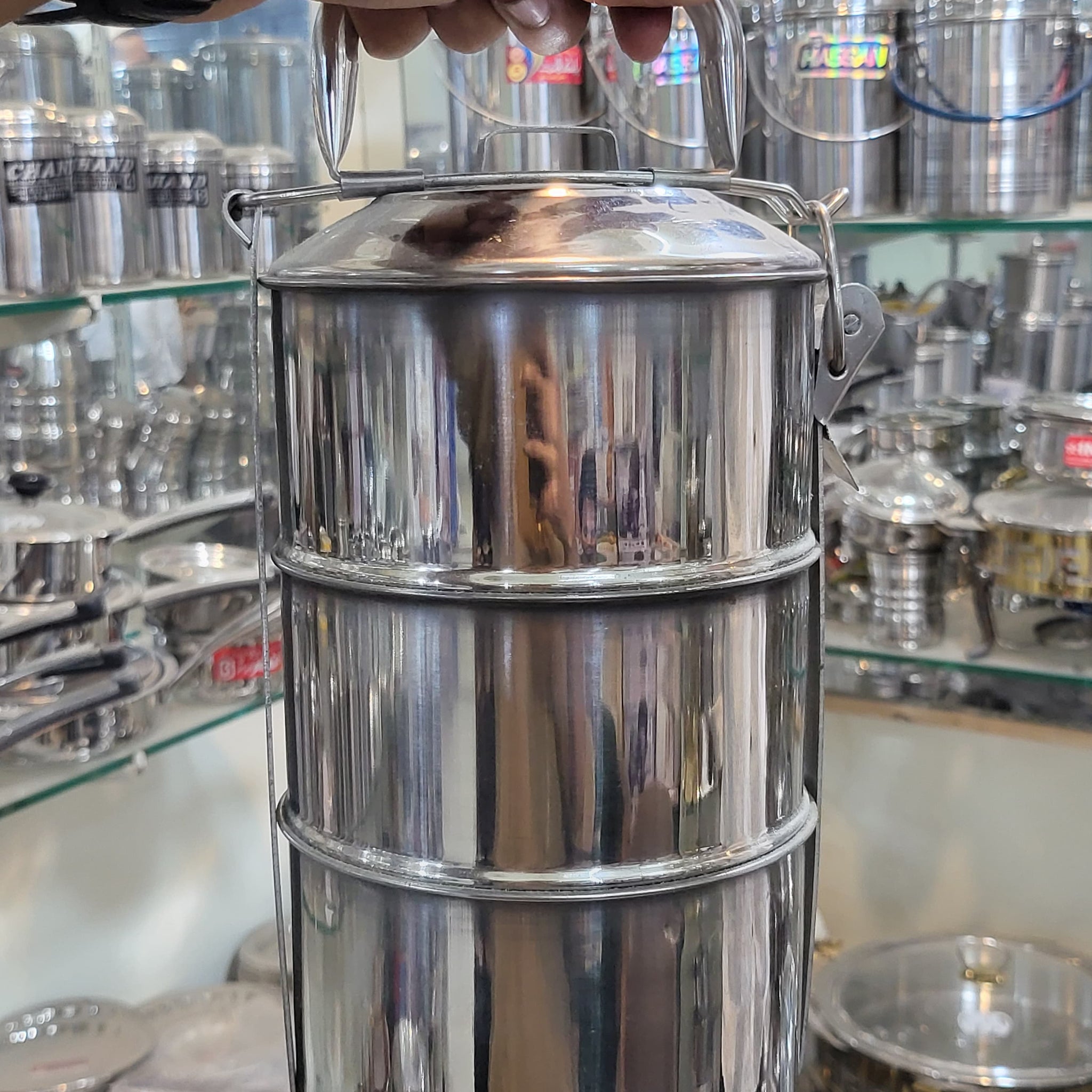 Traditional Stainless Steel Tiffin Box / Lunch Carrier - 3 Tier / 2 Tier
