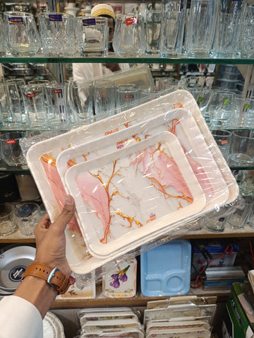 Signature 3-Piece Double Glazed Melamine Serving Tray Set