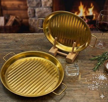 Golden Stainless Steel Steak Style Platter