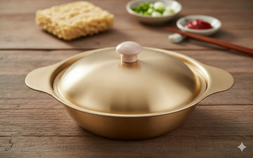 Golden Stainless Steel Cooking Pot with Wooden Knob