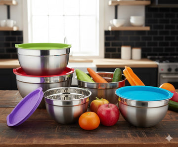 Set Of 5 Stainless Steel Mixing Bowl With Lid